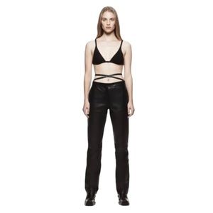 NWT Zara Women’s Leather Straight Leg Black Pants Size XS
